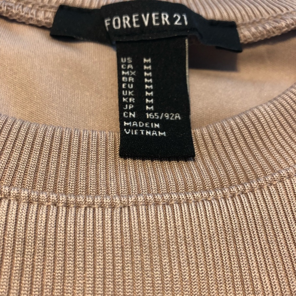💛SALE NWOT Forever 21 Ribbed Bodycon Dress Cream - Picture 3 of 3